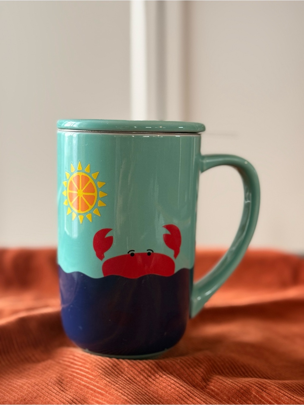 DAVIDsTEA Nautical Crab Steeping Mug Set 🦀 Sunshine & Ocean Waves Print